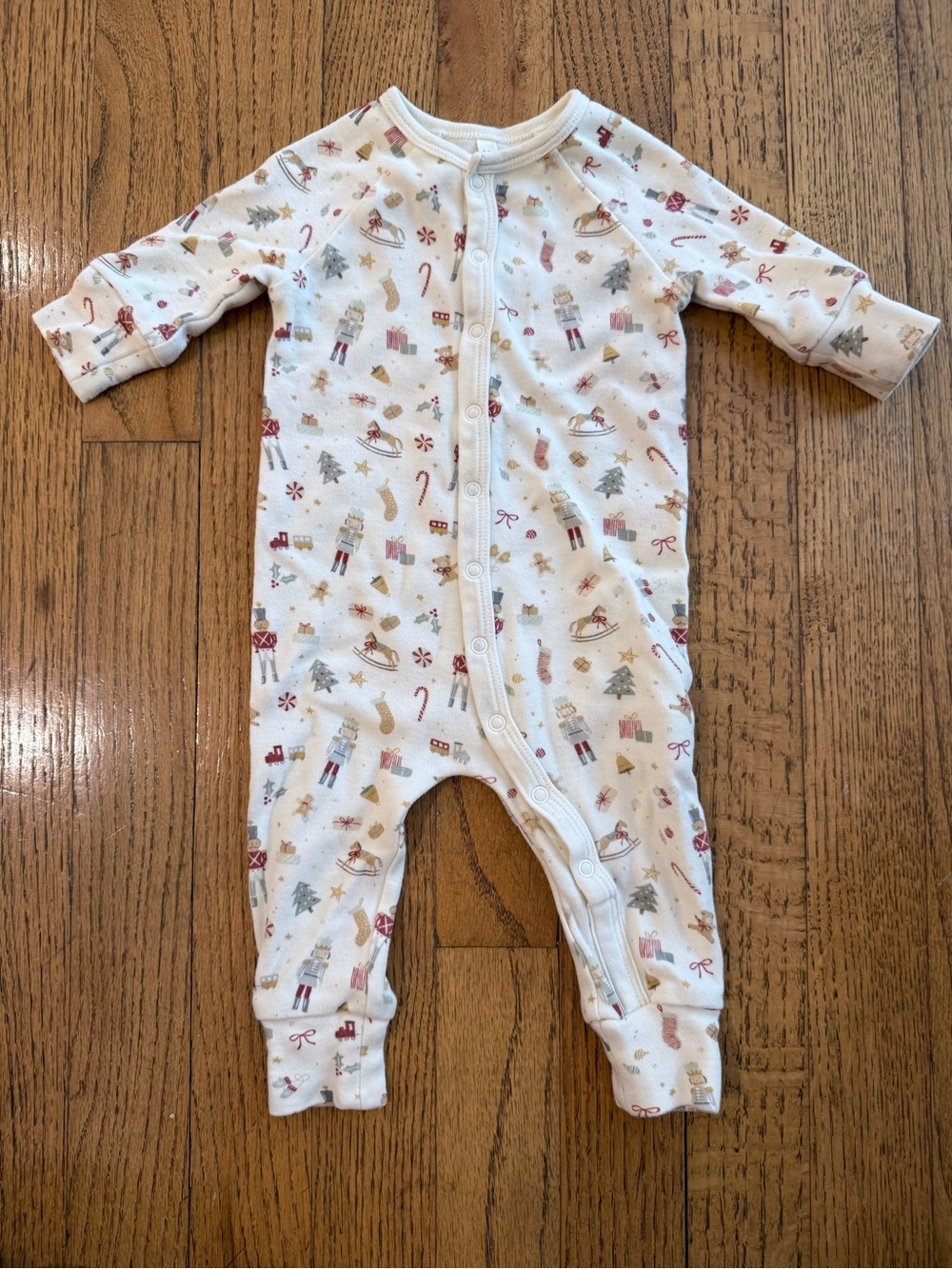 Rylee + Cru Baby Holiday Nutcracker Print One-Piece White Christmas Holiday 0-3m